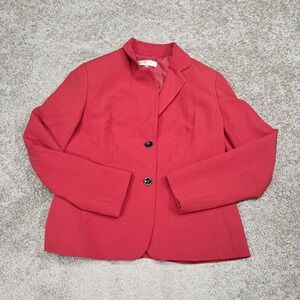 Kasper Womens Red Two Button Lined Stretch Blazer Professional Career Jacket 10
